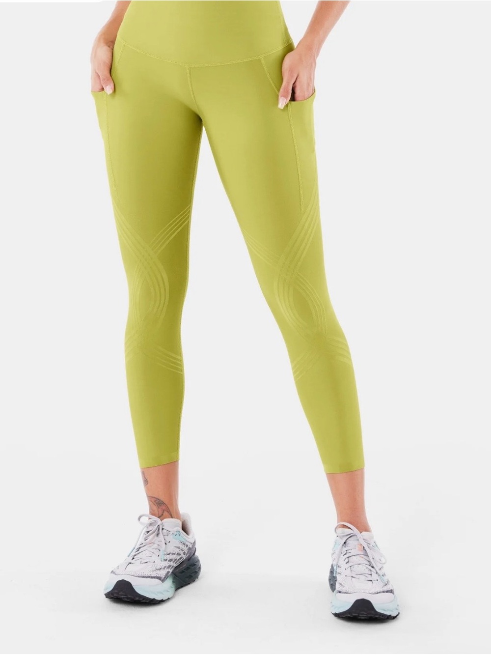 Fanka Body Sculpt 7/8 Length Compression Side Pocket Leggings Large* Lime Green